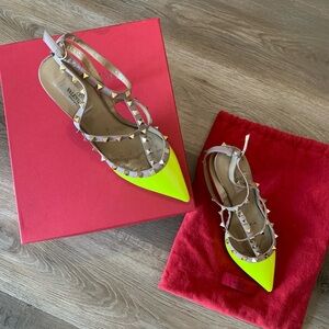 Valentino Neon Yellow Rockstud Heel